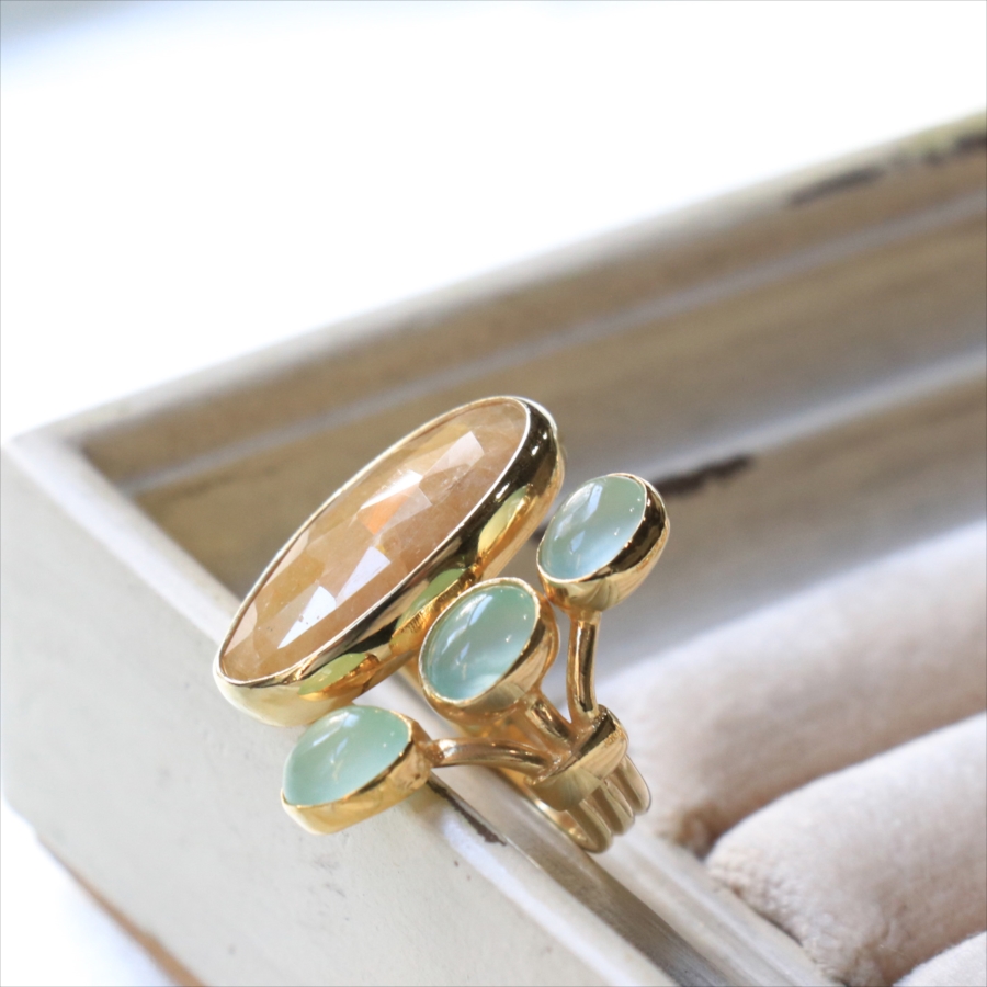 amphora / サファイア×グリーンカルセドニー シルバーリング