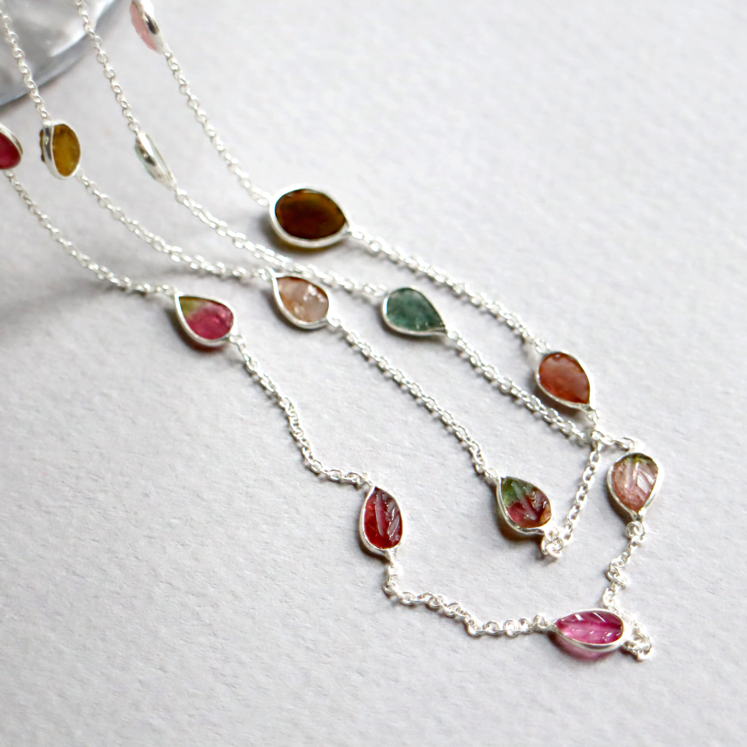 amphora / トルマリン シルバー ロングネックレス90cm Tourmaline silver necklace Jaipur jewelry