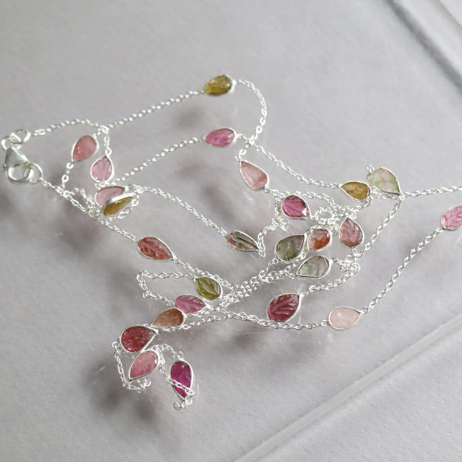 amphora / トルマリン シルバー ロングネックレス90cm Tourmaline silver necklace Jaipur jewelry