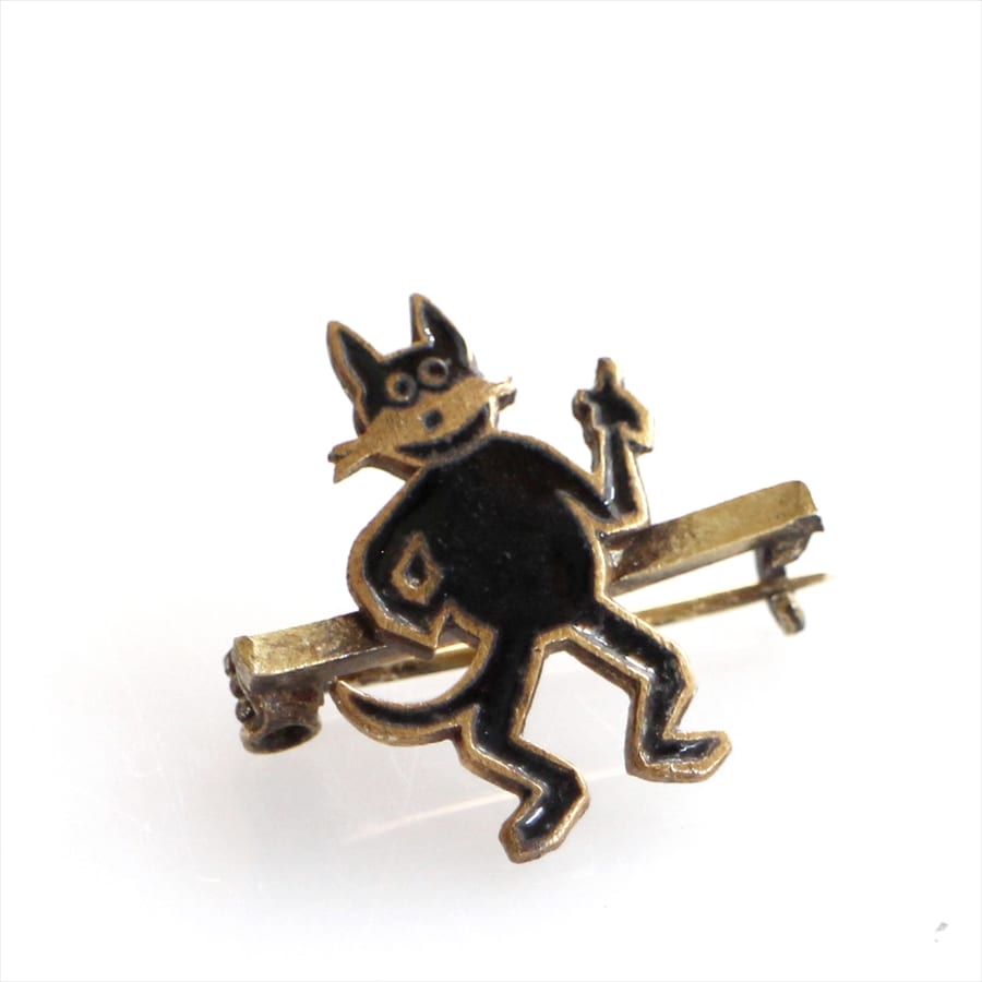 Amphora ヴィンテージビーズ ブローチピン Michel S Vintage Beads 犬 白黒 Dog キャラクター